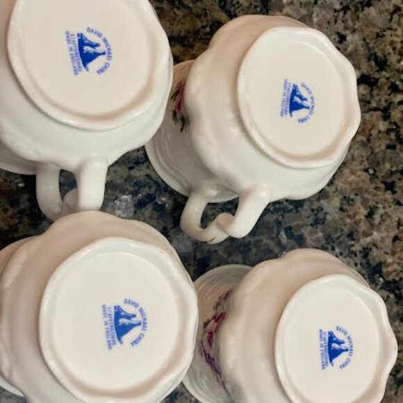 Vintage David Michael English Floral Bone China Mugs - Set of 4 - Picture 15 of 16
